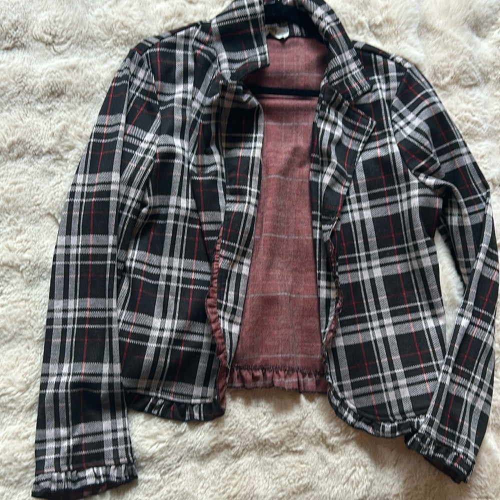Long sleeve plaid coat